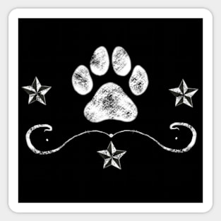 Dog Paw Print and Stars design - distressed look Sticker